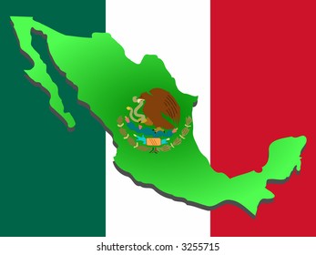 map of Mexico and Mexican flag illustration
