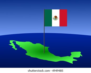 mapa de la bandera de México y de México en la ilustración del poste