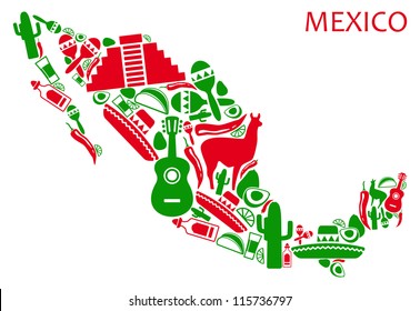 Map of Mexico from national symbols