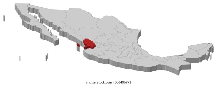 Map - Mexico, Nayarit - 3D-Illustration