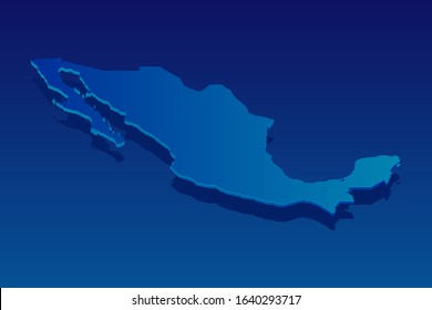 map of Mexico on blue background. Vector modern isometric concept greeting Card illustration eps 10.