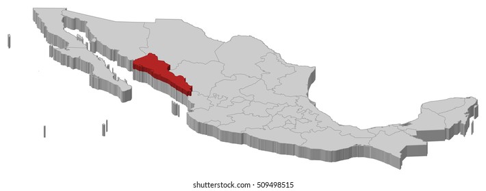 Map - Mexico, Sinaloa - 3D-Illustration