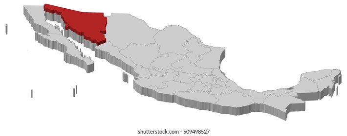 Map - Mexico, Sonora - 3D-Illustration