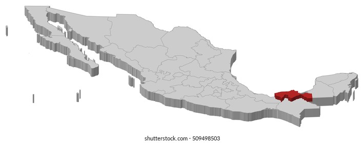 Map - Mexico, Tabasco - 3D-Illustration