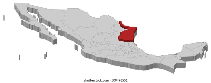 Map - Mexico, Tamaulipas - 3D-Illustration