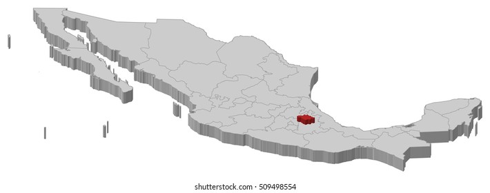 Map - Mexico, Tlaxcala - 3D-Illustration