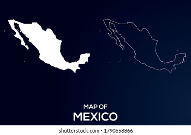 Mapa de la silueta vectorial de México archivo aislado.Diseño abstracto, Ilustración de silueta detallada alta. Archivo de pasos vectoriales del mapa completo de México editable