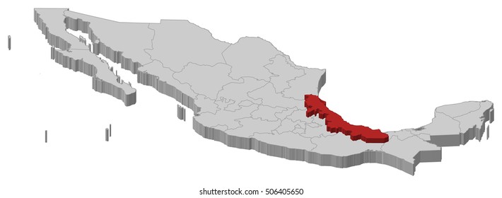 Map - Mexico, Veracruz - 3D-Illustration