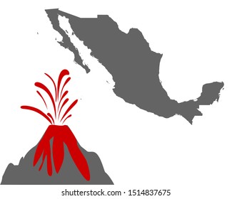 Map of Mexico with volcano 