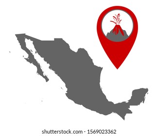 Map of Mexico with volcano locator