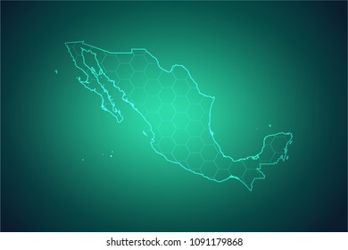 Map of Mexico-Wire frame 3D mesh polygonal network line, design sphere, dot and structure. Vector illustration eps 10.