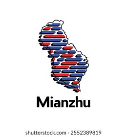 Mapa de Mianzhu City, tecnologia de mapas com modelo de design de vetor moderno de estilo de contorno, mapa de China adequado para sua empresa