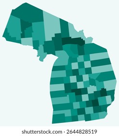 Map of Michigan with counties. Just a simple state border map with county division. Teal color palette. Plain State of Michigan shape with administrative division. Vector illustration.