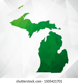 Map of Michigan - Green Geometric Rumpled Triangular , Polygonal Design For Your . Vector illustration eps 10.