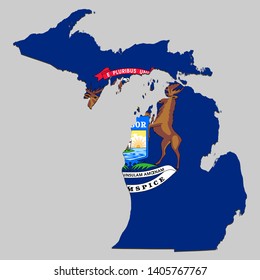 Map of Michigan is a state USA with flag. Vector Illustration