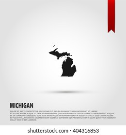 Map of the Michigan state. Vector illustration design element. Flat style design icon.