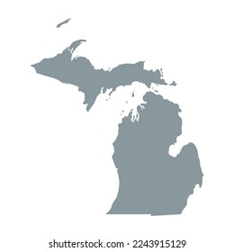 Map of the Michigan state in white grey isolated on white background. Vector illustration