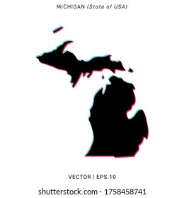 Map of Michigan Vector Design Template