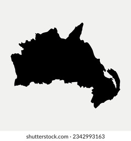 Mapa de Antrim Medio y Este - Irlanda del Norte - Reino Unido de Gran Bretaña e Irlanda del Norte: silueta de esquema elemento gráfico Ilustración diseño de la plantilla
