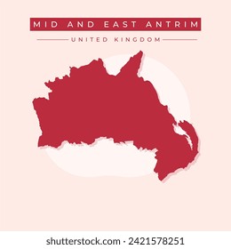 Map of Mid and East Antrim - Northern Ireland - United Kingdom region outline silhouette graphic element Illustration template design
