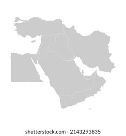 Map of Middle East with countries and borders. Vector illustration. svg