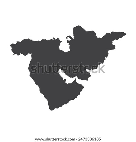 map of middle east county map black silhouette vector illustration