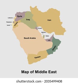 Karte des Nahen Ostens, einzelne Vektorgrafik