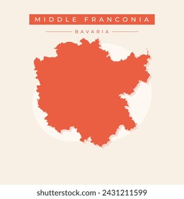 Map of Middle Franconia - Bavaria - Germany region outline silhouette graphic element Illustration template design