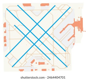 Map of Midway International Airport (United States of America). IATA-code: MDW. Airport diagram with runways, taxiways, apron, parking areas and buildings. Map Data from OpenStreetMap.