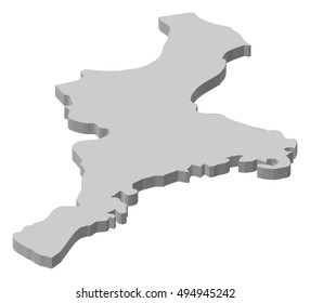 Map - Mie (Japan) - 3D-Illustration