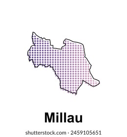 Mapa de Millau City con color degradado, Plantilla de diseño de ilustración de estilo de tecnología de puntos, adecuado para su empresa