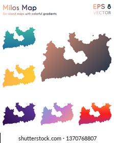Map of Milos with beautiful gradients. Attractive set of island maps. Beautiful vector illustration.