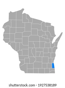 Map of Milwaukee in Wisconsin on white