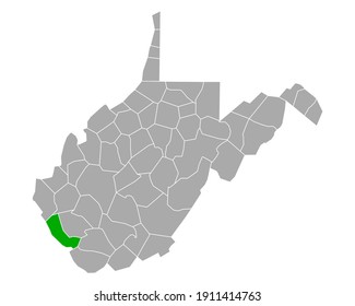 Map of Mingo in West Virginia on white