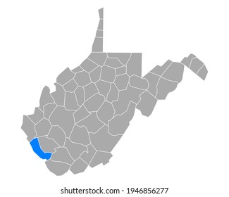 Mapa de Mingo en Virginia Occidental en blanco