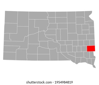 Map of Minnehaha in South Dakota on white