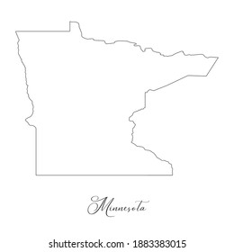Map of Minnesota. Border of Minnesota and handwritten name of the state. Minimalist map. This vector map is appropriate for digital editing and prints of all sizes.