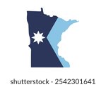 Map of the Minnesota state with its official flag. Vector illustration