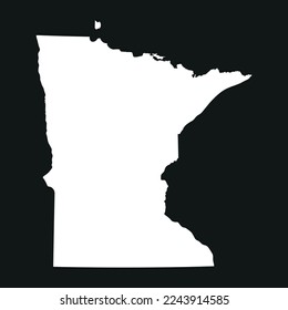 Map of the Minnesota state in white color isolated on black background. Vector illustration