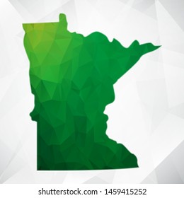 Map of Minnessota - Green Geometric Rumpled Triangular , Polygonal Design For Your . Vector illustration eps 10