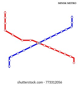 Map of the Minsk metro, Subway, Template of city transportation scheme for underground road. Vector illustration