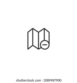 Karte minus Liniensymbol, Umriss-Vektorsymbol, Pixelsymbol