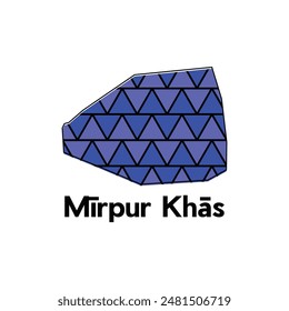 Map of Mirpur Khas illustration design template, Map capital city of Pakistan, abstract design with colorful geometric vector