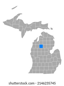 Karte von Missaukee in Michigan auf weiß