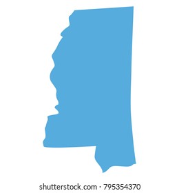 Map of Missisipi State on a white background, Vector illustration