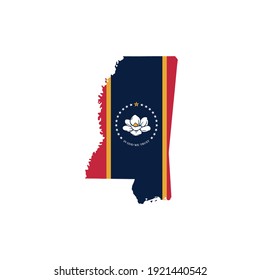 Map of Mississippi with flag. vector illustration