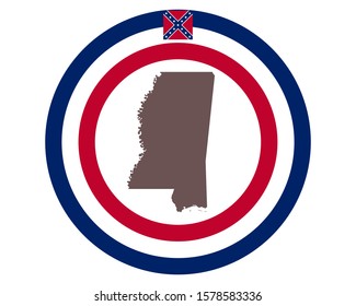 Map of Mississippi on background with flag