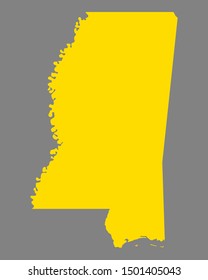 Map of Mississippi on gray
