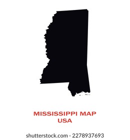 Map of MISSISSIPPI, Map of MISSISSIPPI with Solid color, Map of USA state MISSISSIPPI Vector Illustration, Map of MISSISSIPPI with Color, USA.