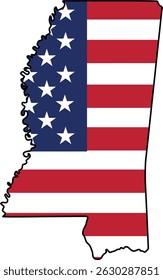 Map of Mississippi State Design with USA Flag